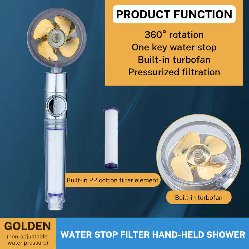 Xiao Man Waist Supercharged Sprinkler Head Dual Turbo Pressurized Propeller Fan Shower Head Shower Head - Korvel