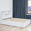 Elegant Queen Size Platform Bed with Storage Headboard, White