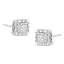 Boucles d'oreilles en diamant taille princesse en argent sterling .925 avec sertissage invisible