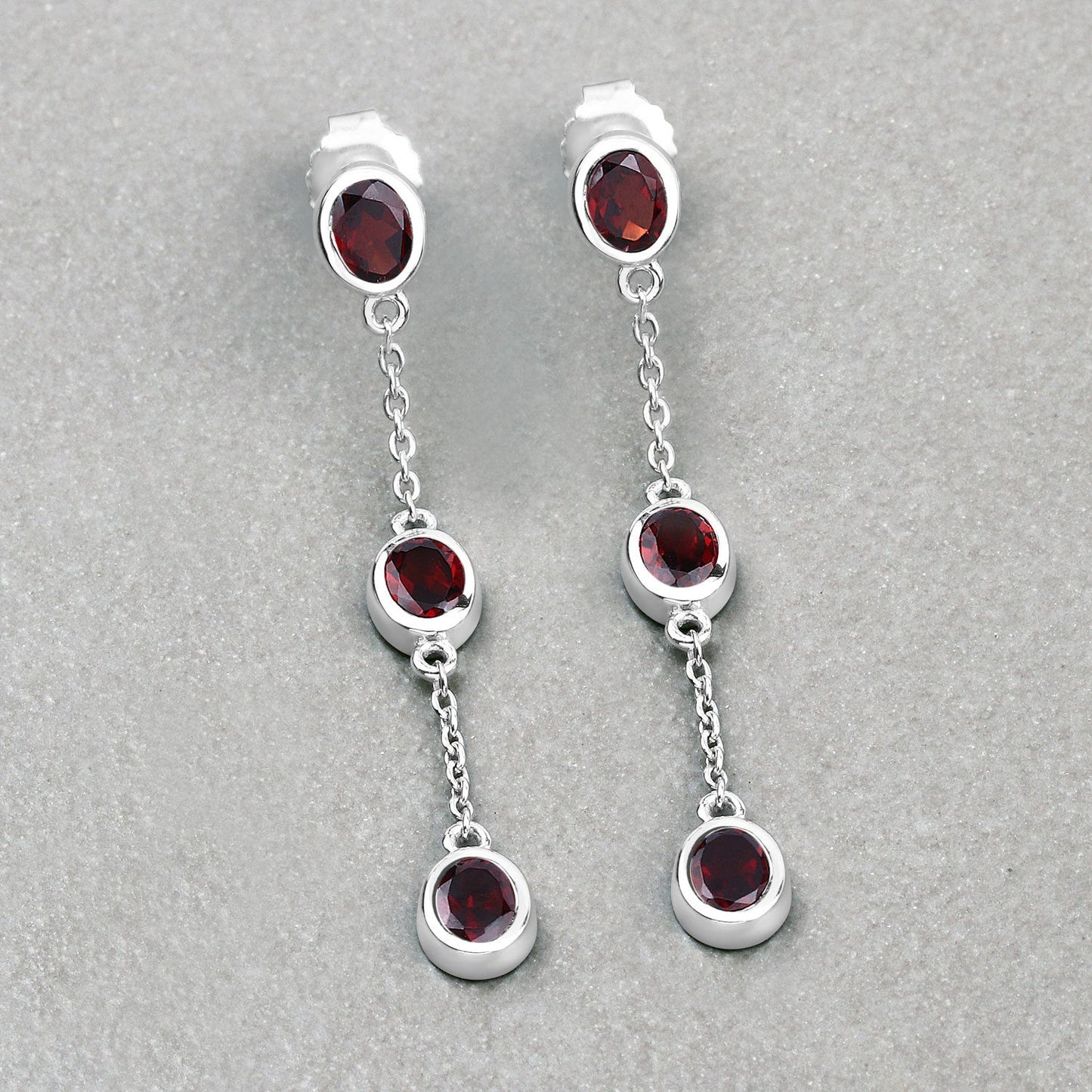 2.70 Carat Genuine Garnet Sterling Silver Earrings