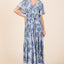 Floral Tie Waist Flutter Sleeve Tiered Dress for Women