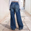 Jeans larges plissés taille mi-haute pour femmes