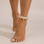 Vacation style beach imitation pearl ankle chain women's simple double-layer CCB round bead bead Anklet foot decoration - Korvel