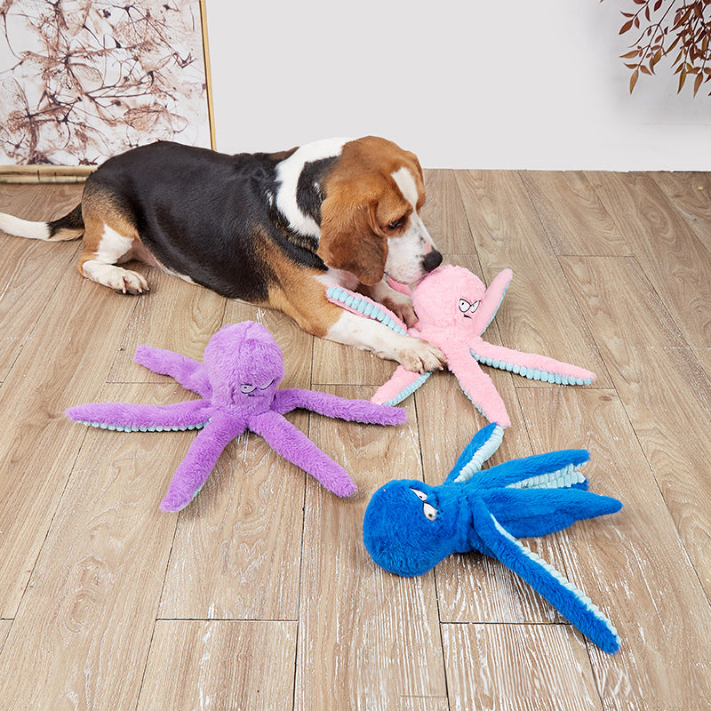 Octopus - shaped indestructible plush dog toy, squeaky & bite - resistant, pet toy supplies - Korvel