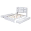 Multi-functional Full Size Bed Frame with 4 Under-bed Portable Storage Drawers and Multi-tier Bedside Storage Shelves White - Korvel