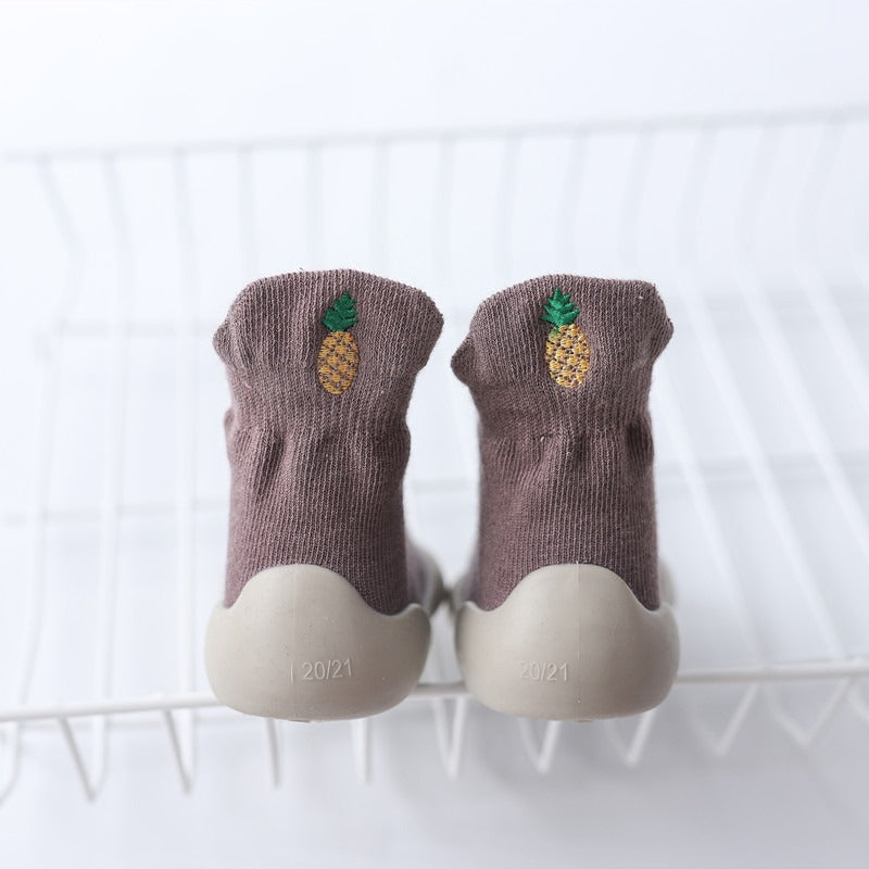 Autumn New Soft Sole Baby Walking Shoes Knitted Embroidered Baby Floor Socks Shoes Avocado Children's Socks - Korvel