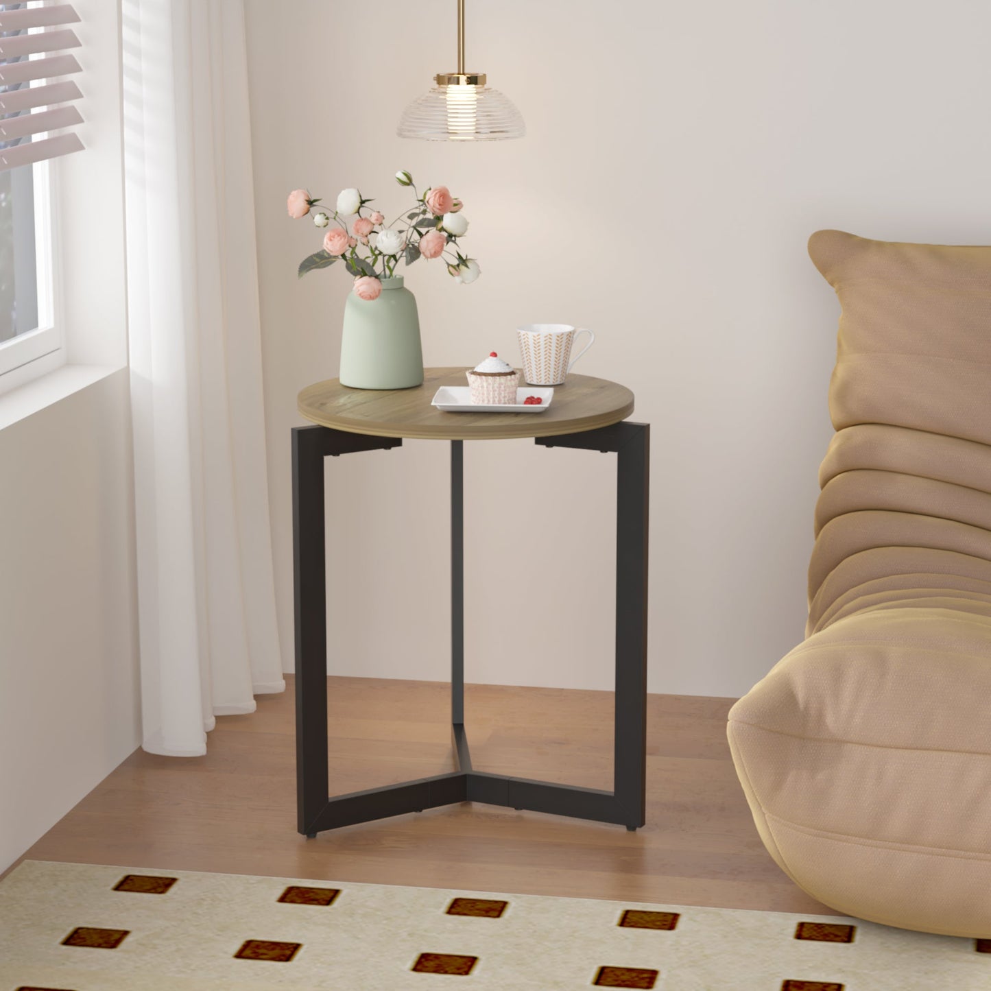 19.68''H Round Accent End Table with Sturdy Metal Frame