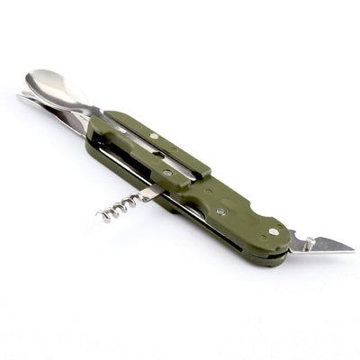 Camping Folding Knife Fork And Spoon Combination Stainless Steel Tableware Knife And Fork Multi-Function Knife Disassembly And Assembly Tableware - Korvel