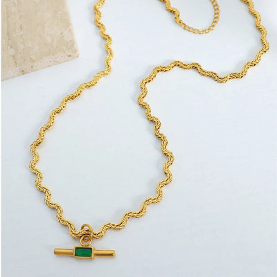 Elegant Stainless Steel Glass Cone Pendant Necklace