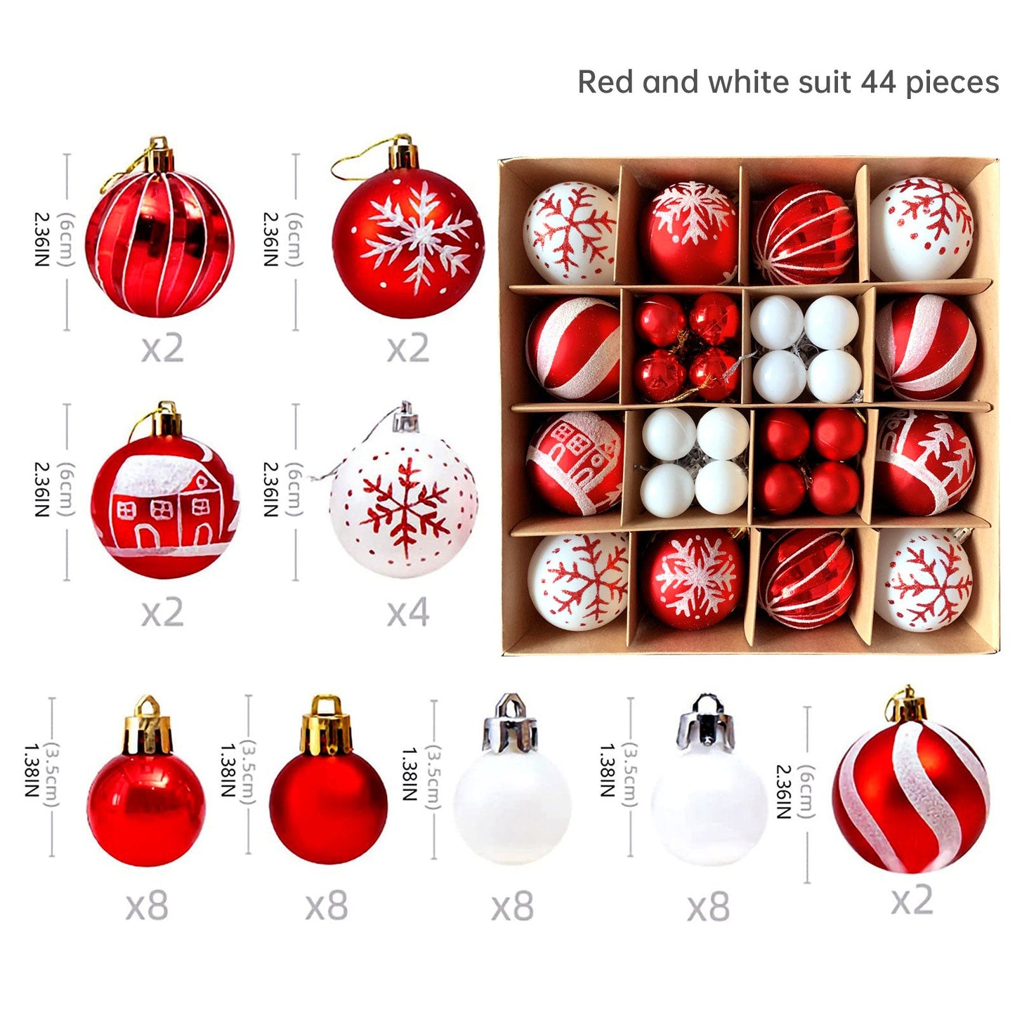 Christmas decoration 6cm electroplated ball plastic ball special-shaped painted Christmas ball gift Christmas tree pendant - Korvel