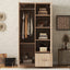 Wooden Wardrobe with Double Doors, Armoire with Hanging Rod, 5 Fixed Shelves, One Storage Drawer,Natural - Korvel