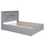 Elegant Queen Size Platform Bed with Storage Headboard, Gray