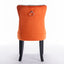Tufted Solid Wood Contemporary PU and Velvet Upholstered Dining Chair with Wood Legs Nailhead Trim 2-Pcs Set Black+Orange - Korvel