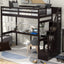 Twin Size Loft Bed with Storage Staircase and Built-in Desk - Espresso