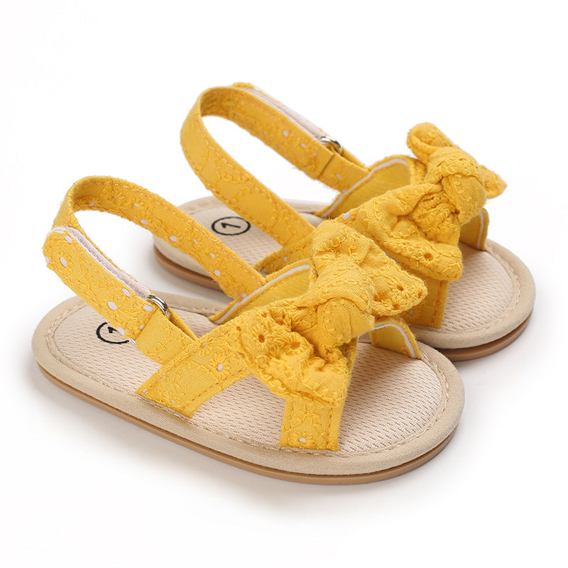 Baby Shoes Summer New 0-1 Year Old Rubber Sole Bow Sandals Toddler Shoes Baby Shoes - Korvel