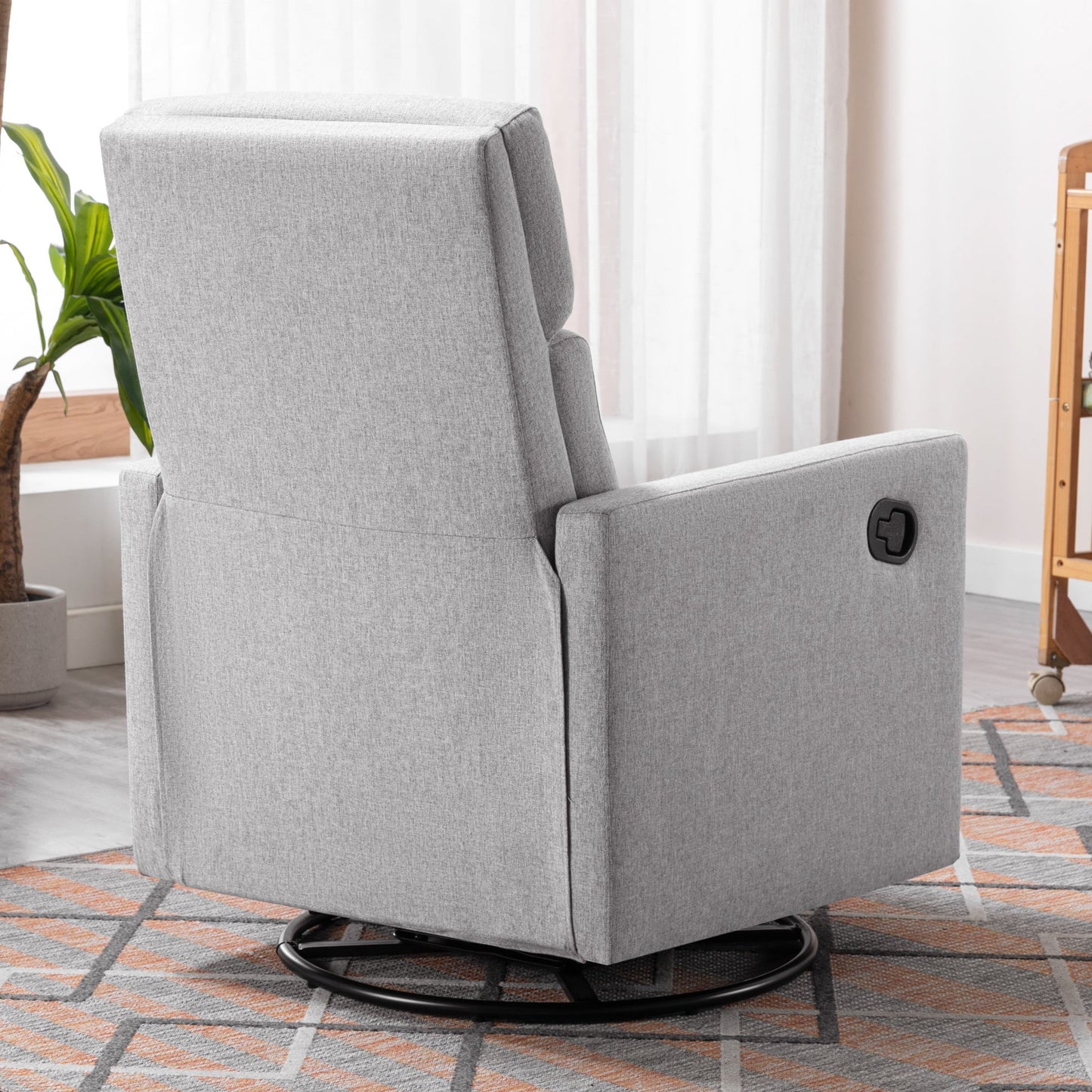 Chaise à bascule rembourrée moderne pour nursery - Gris