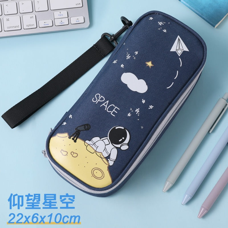 Pencil Case For Elementary School Students Pencil Case Large Capacity Children Simple Multifunctional Universe Star Stationery Box - Korvel