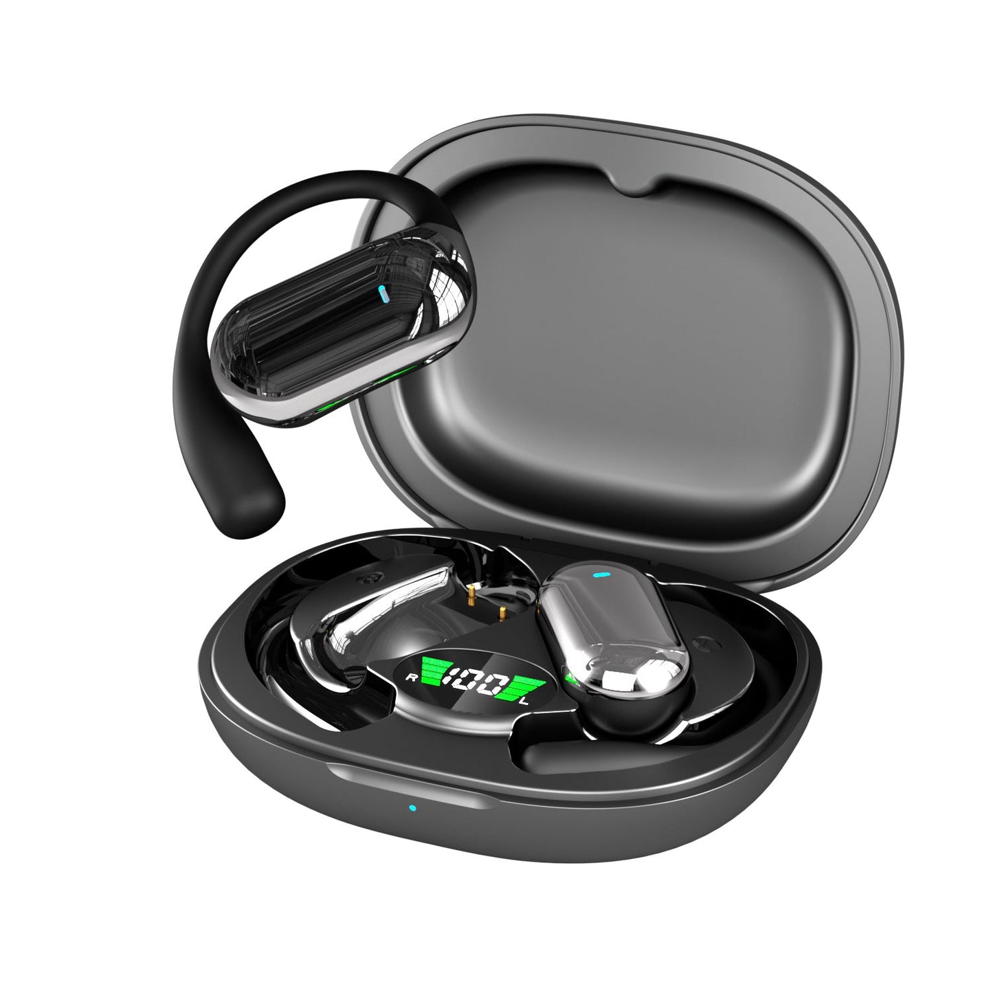 Wireless earphones open, non in ear, ultra long battery life, noise cancelling Bluetooth earphones for running and sports, hanging ear headphones - Korvel