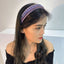 Fashionable double row geometric circular purple rhinestone hairband - Korvel