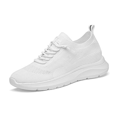 Indoor height increasing sports and leisure shoes for men white invisible height increasing shoes 7CM - Korvel