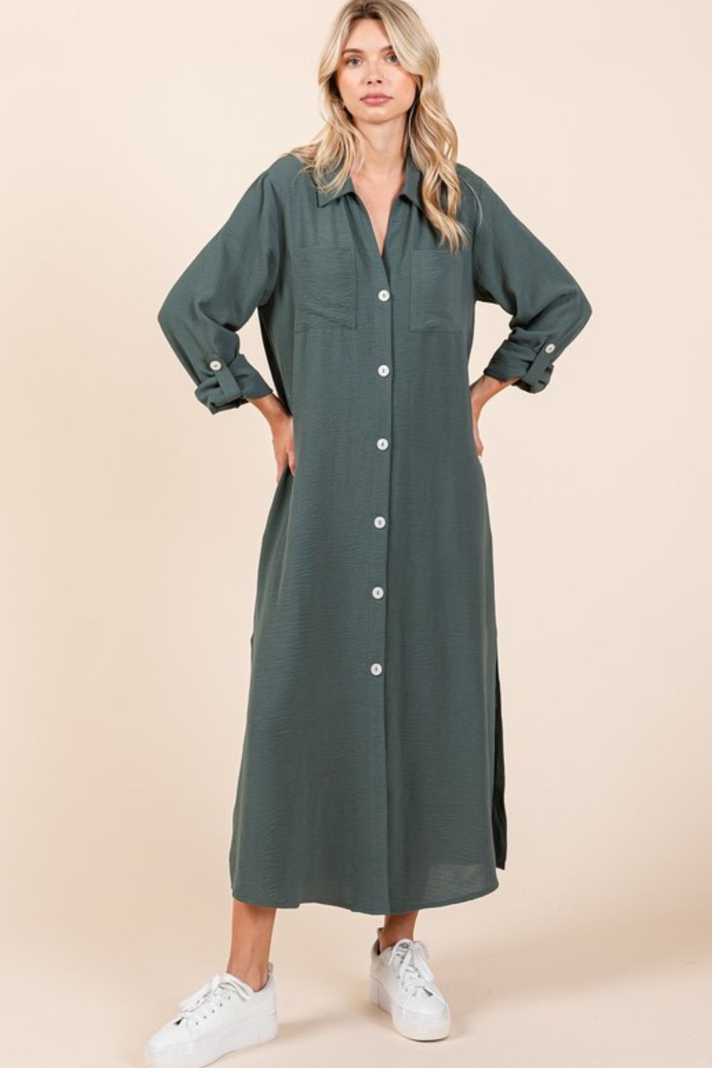 Robe maxi à manches longues et décolleté en V Airflow pour femmes
