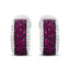 Boucles d'oreilles créoles huggie en or blanc 18K et rhodium noir avec diamants et rubis