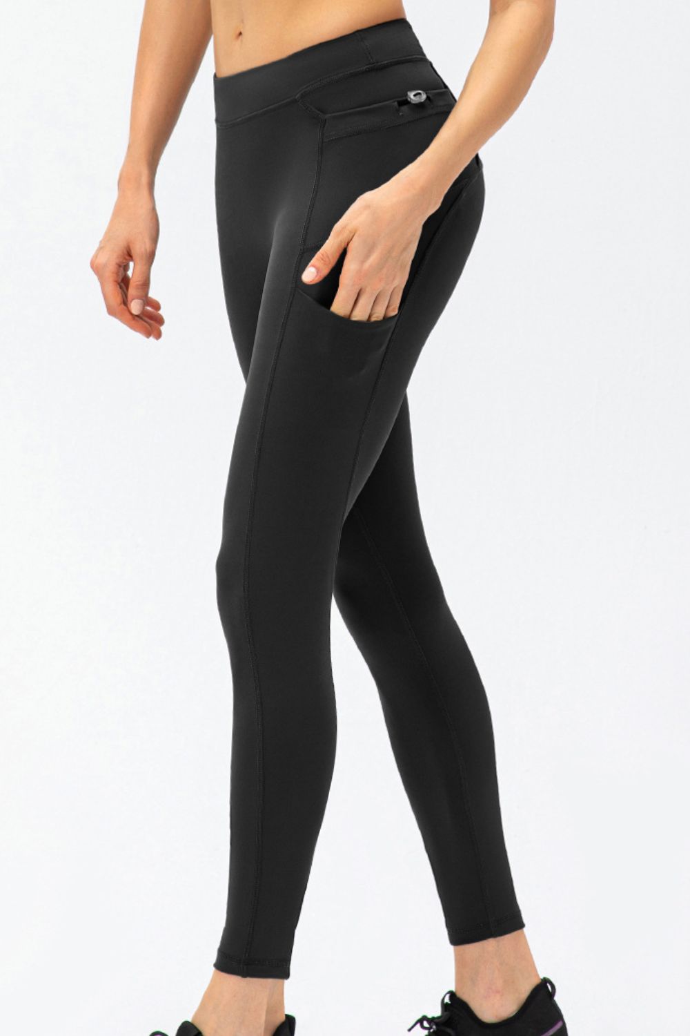 Pantalons de sport longs taille haute slim fit grande taille avec poches