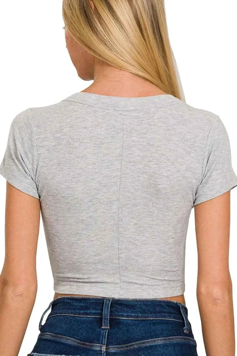 Zenana Ribbed Scoop Neck Crop Top