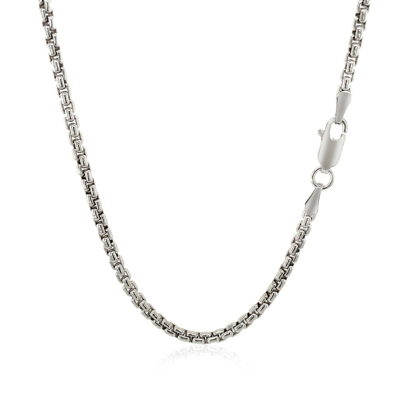 Cadena de Caja Redonda de 2.4mm en Oro Blanco de 14k