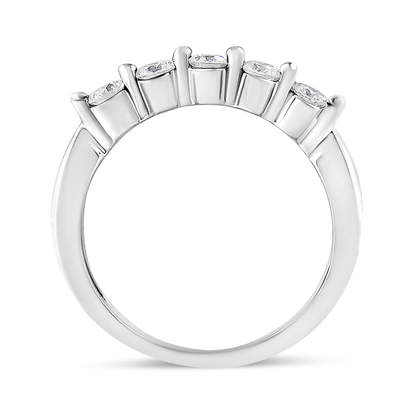 Bague de fiançailles en diamant à 5 pierres en or blanc 14K