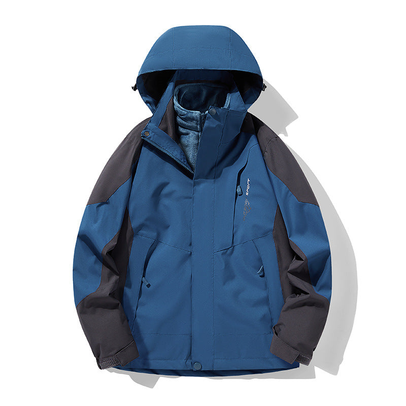 Three-in-One Waterproof Windproof Parka with Fleece Lining