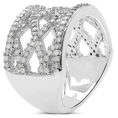 Anillo de Compromiso de Diamante Blanco Genuino de 0.92 Quilates en Plata de Ley