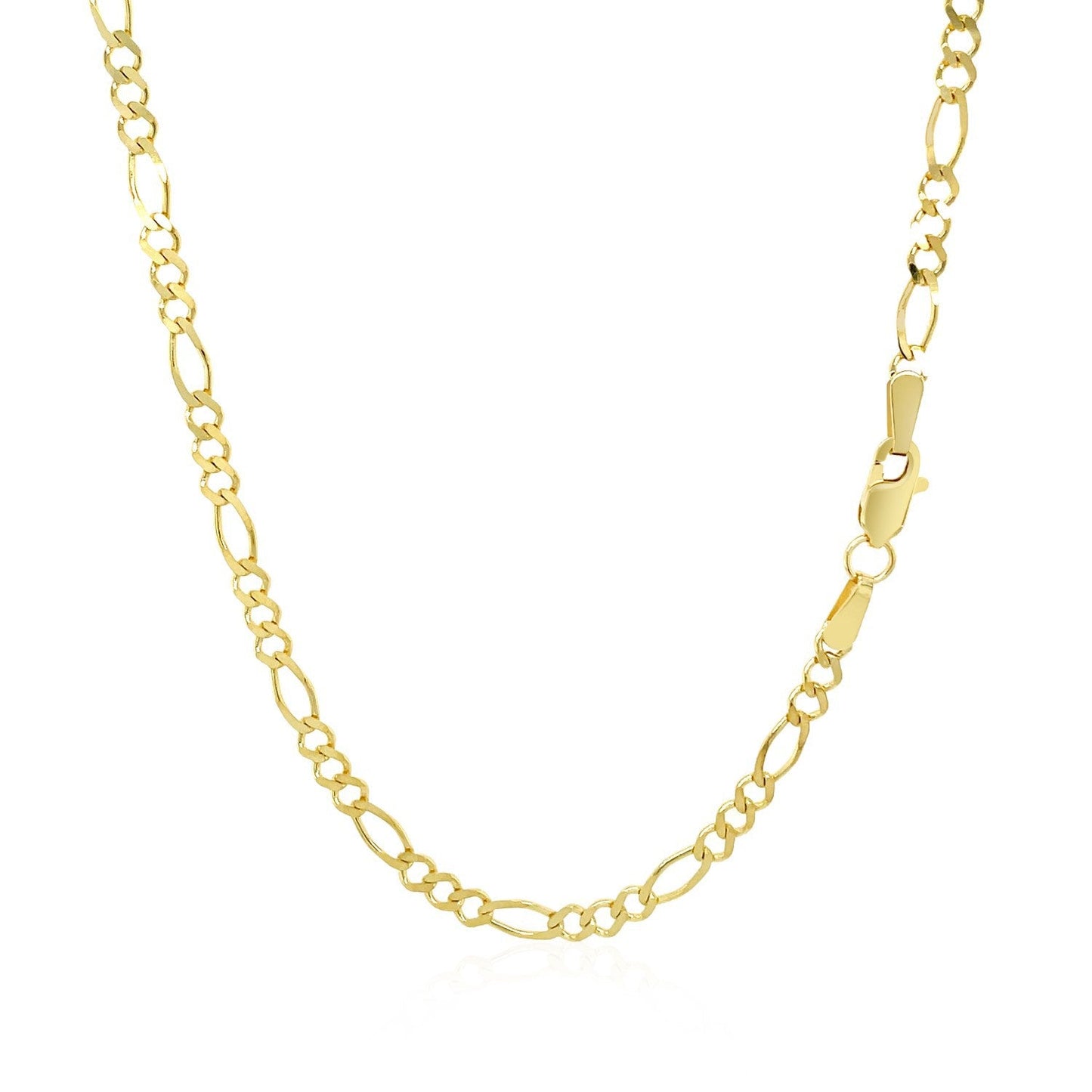 Cadena Figaro Sólida de Oro Amarillo de 14k de 2.8mm