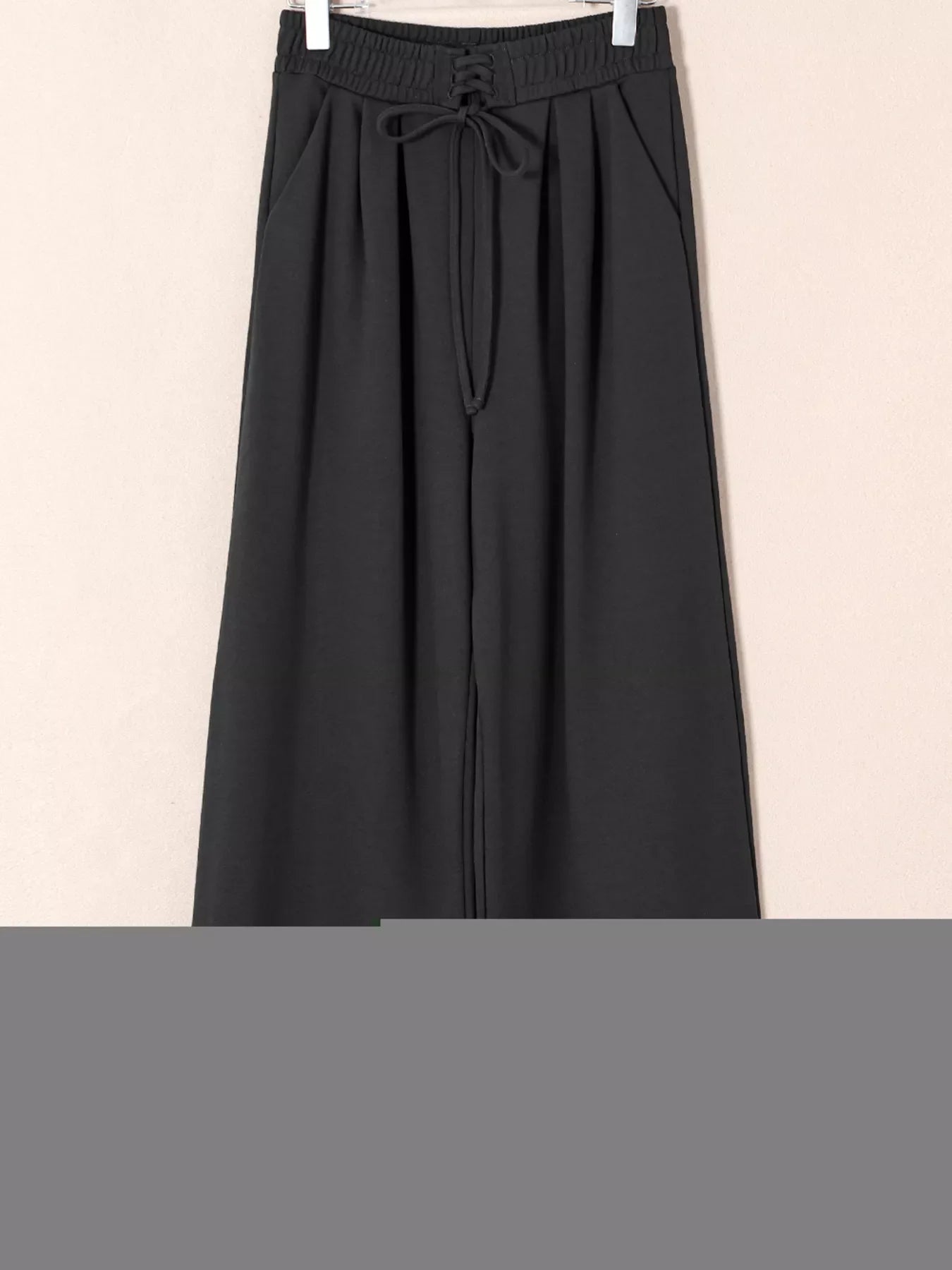 Pantalons de survêtement plissés à taille haute élastique à nouer