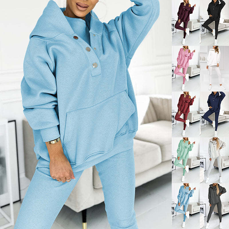 Ensemble de sport pour femmes en 3 pièces avec sweat à capuche et pantalons