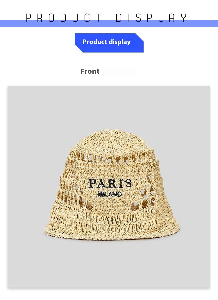 Chapeau de plage en toile brodé fait main