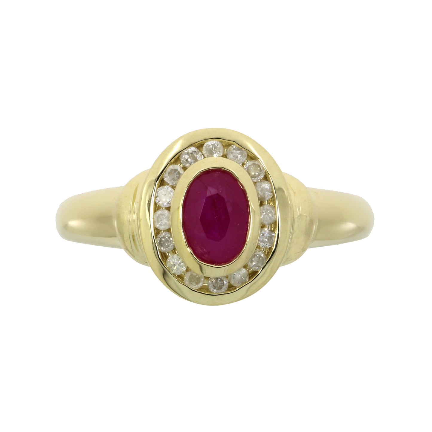 Anillo de Rubí Natural de 0.70ct con Diamantes en Oro Amarillo de 10KT