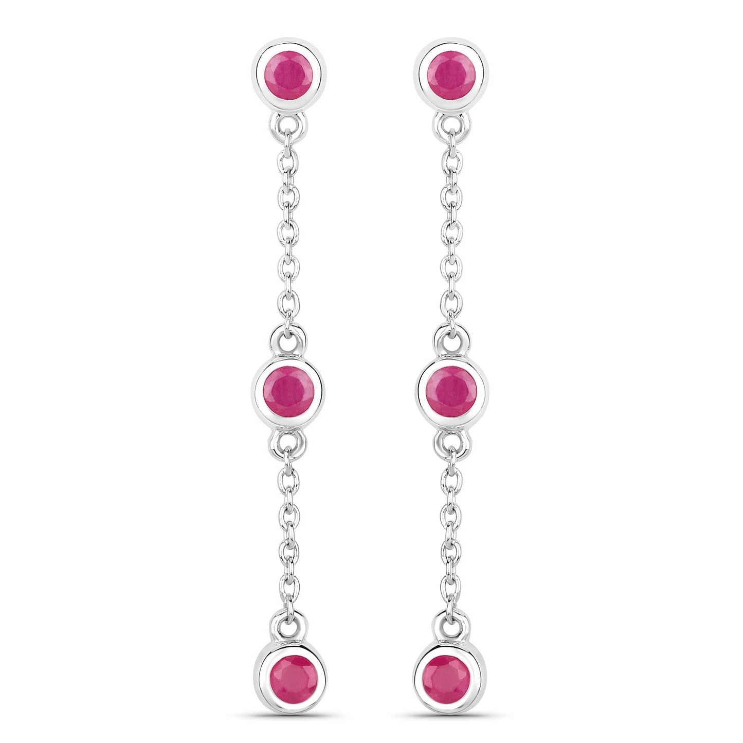 Boucles d'oreilles en argent sterling avec rubis véritable de 0,78 carat