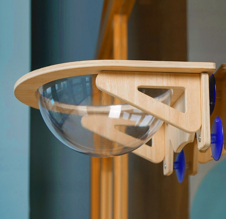 Solid Wood Cat Nest with Suction Cup Climbing Frame