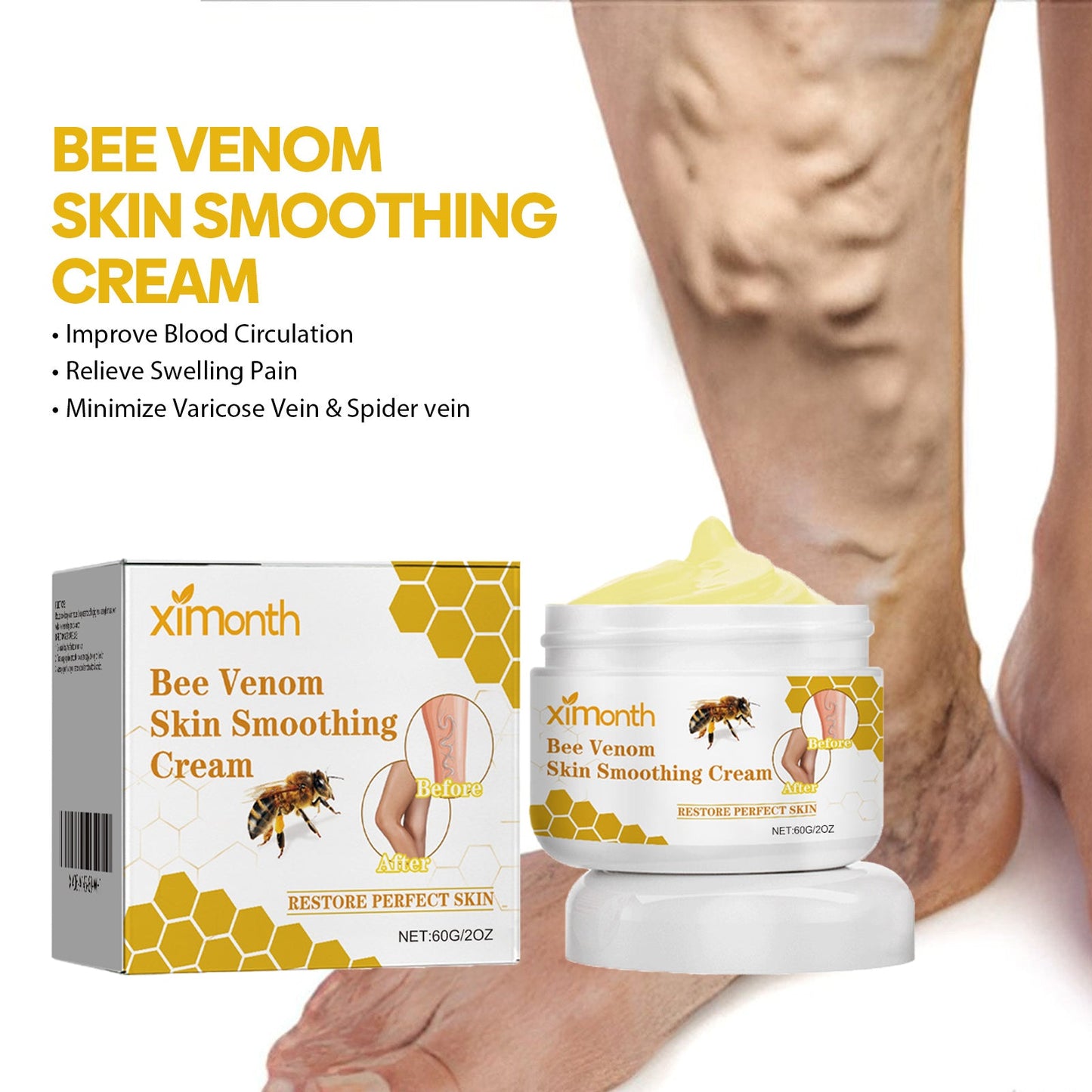 Premium Bee Venom Leg Care Cream for Skin Moisturization