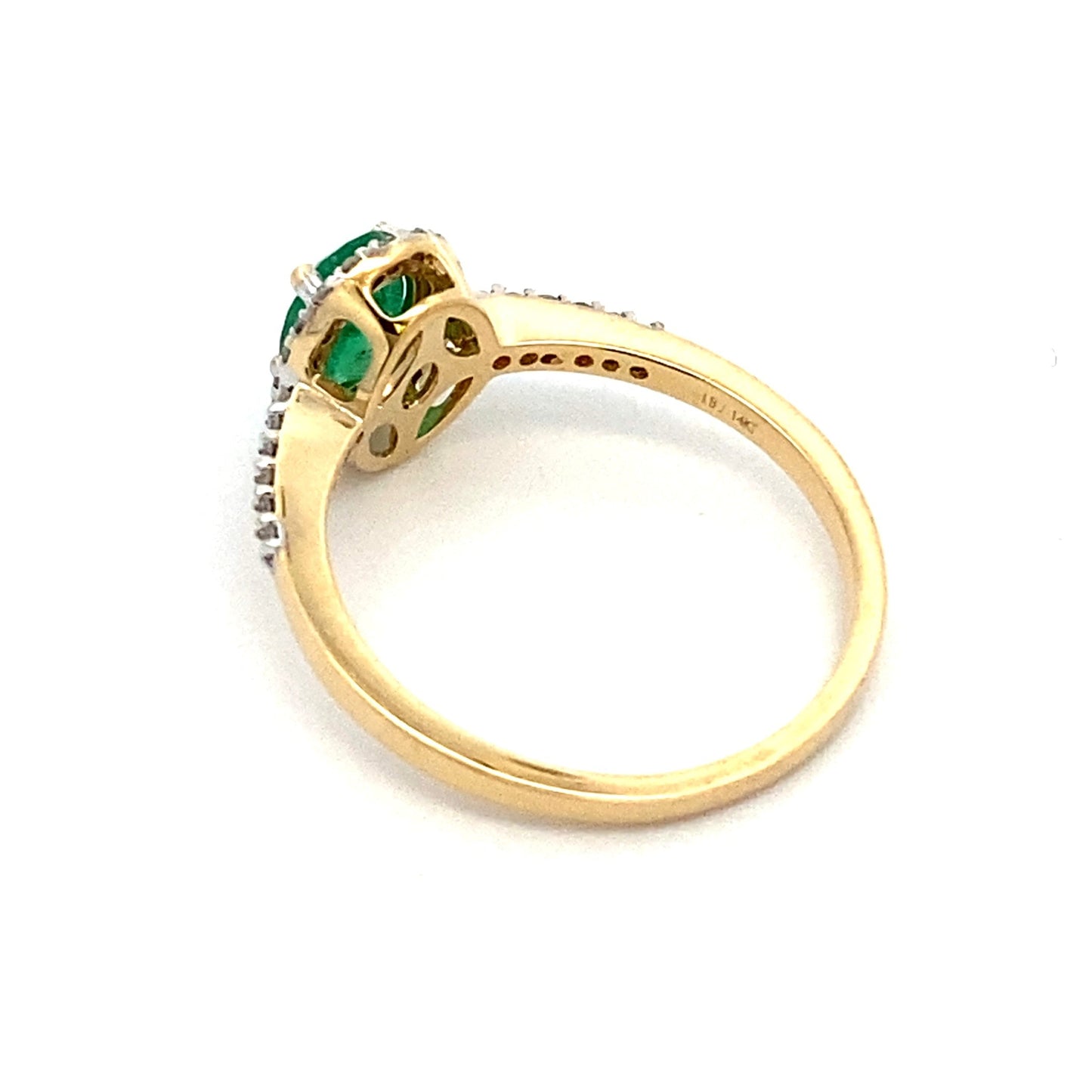 Genuine .74ct Emerald Diamond Ring in 14KT Yellow Gold