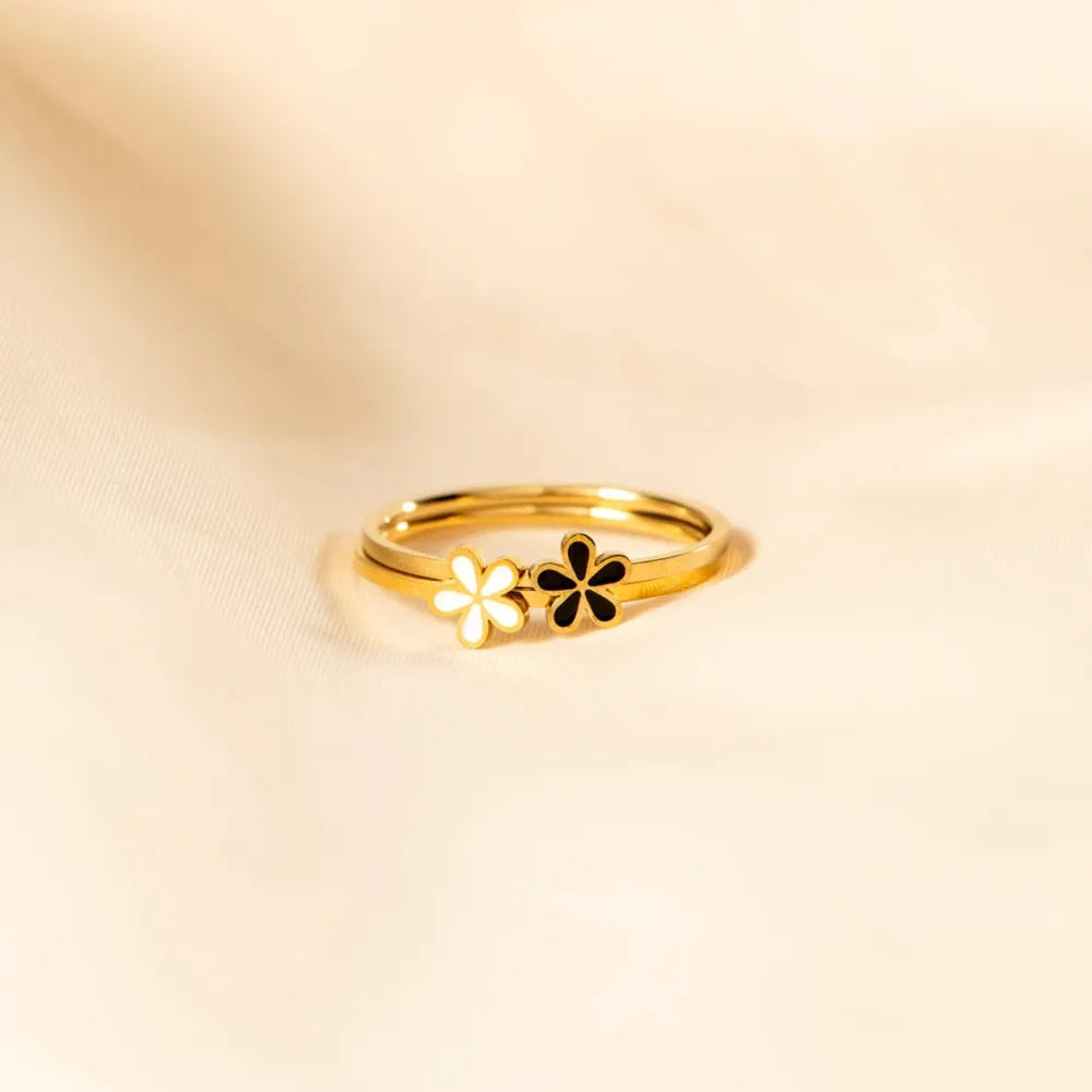 Anillo de Flor de Esmalte de Plata Esterlina 925