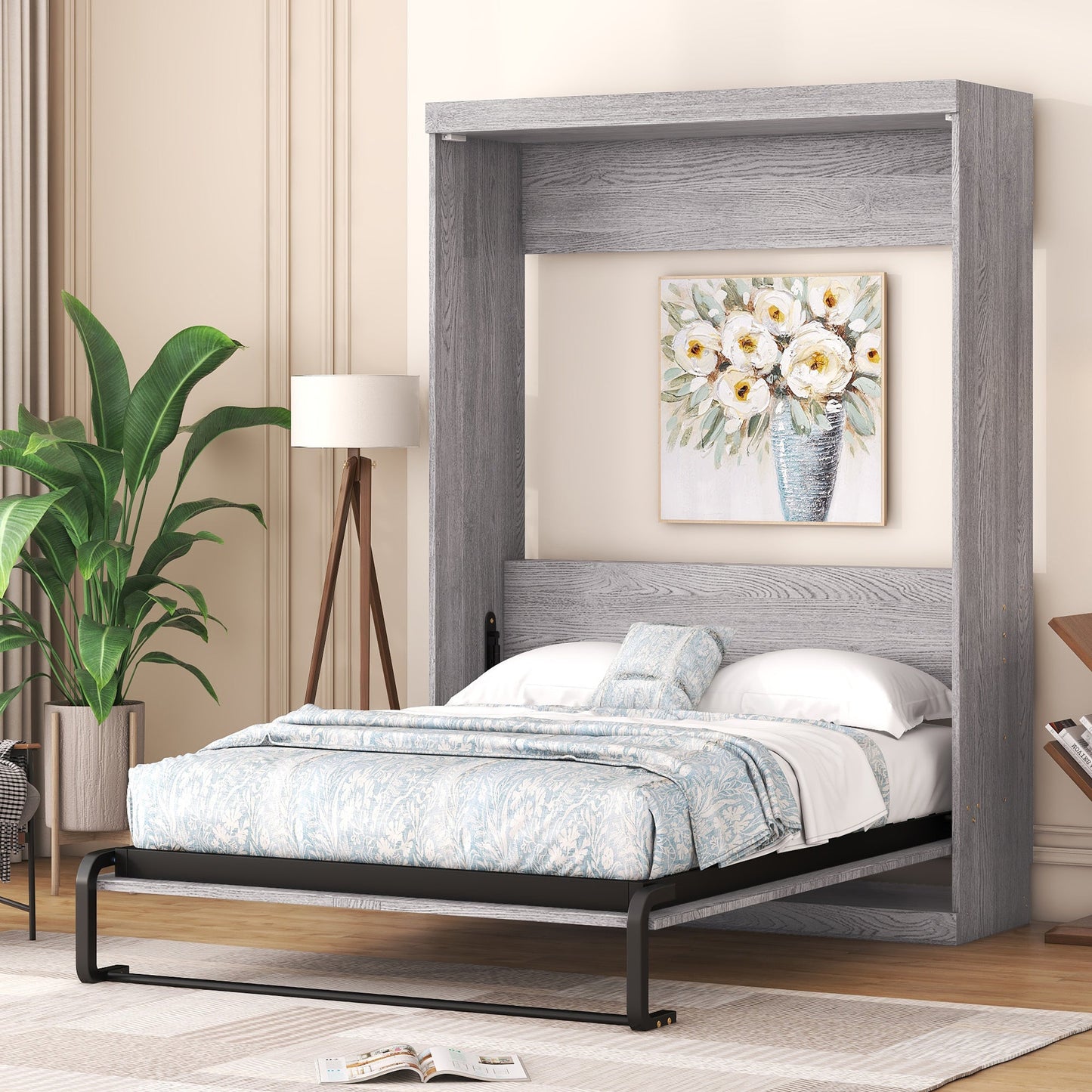Full Size Murphy Bed, can be Folded into a Cabinet Gray - Korvel