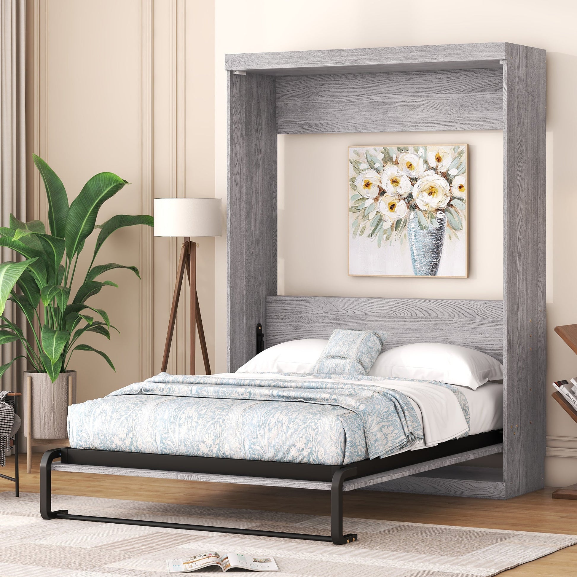 Full Size Murphy Bed, can be Folded into a Cabinet Gray - Korvel