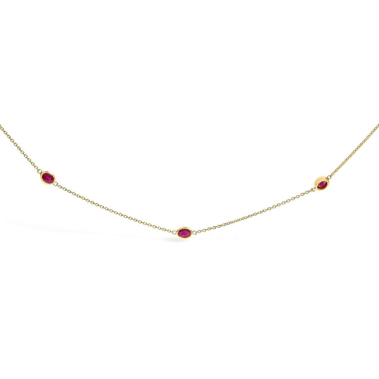 Collier en rubis monté en or jaune 14 carats - 18 pouces