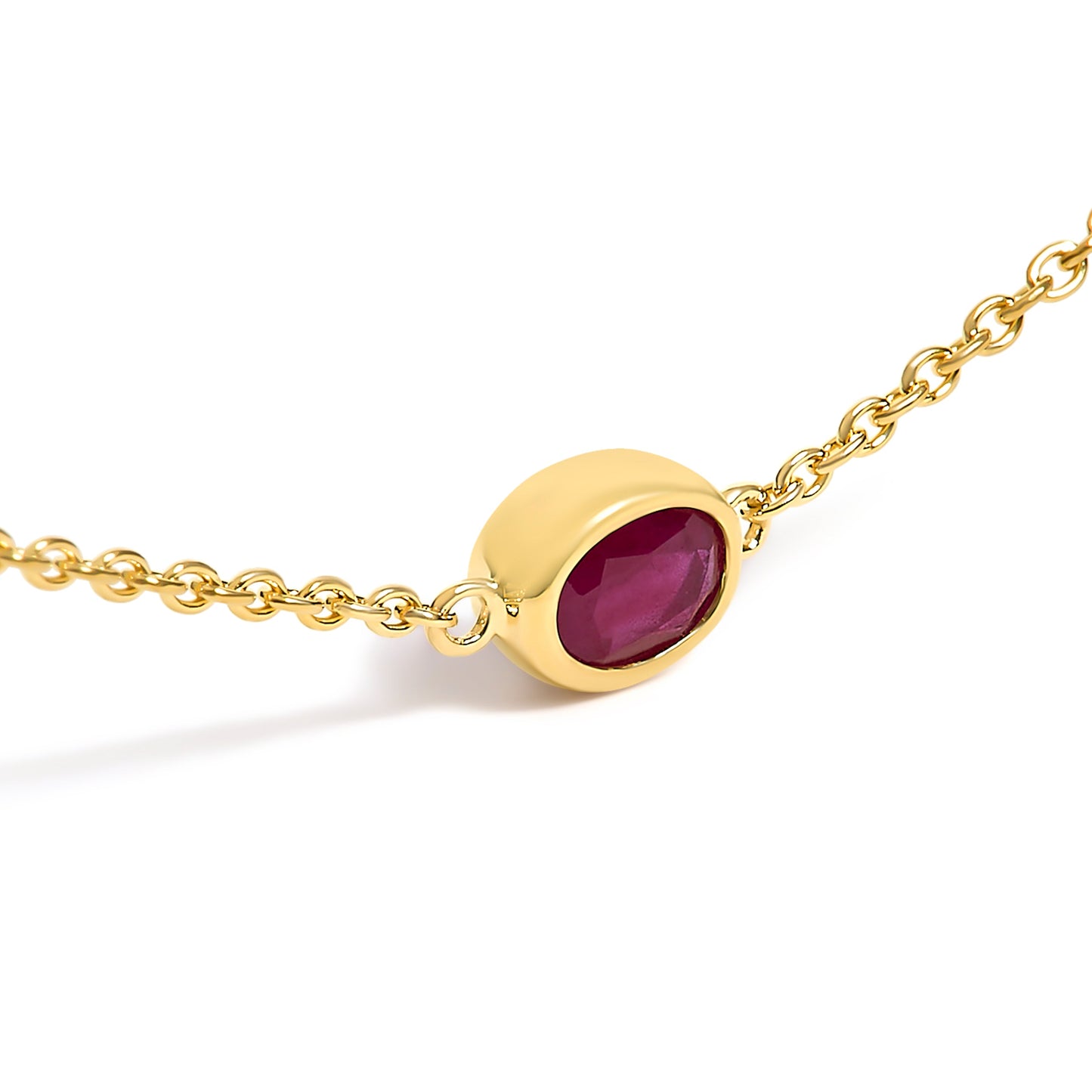 Collier en rubis monté en or jaune 14 carats - 18 pouces