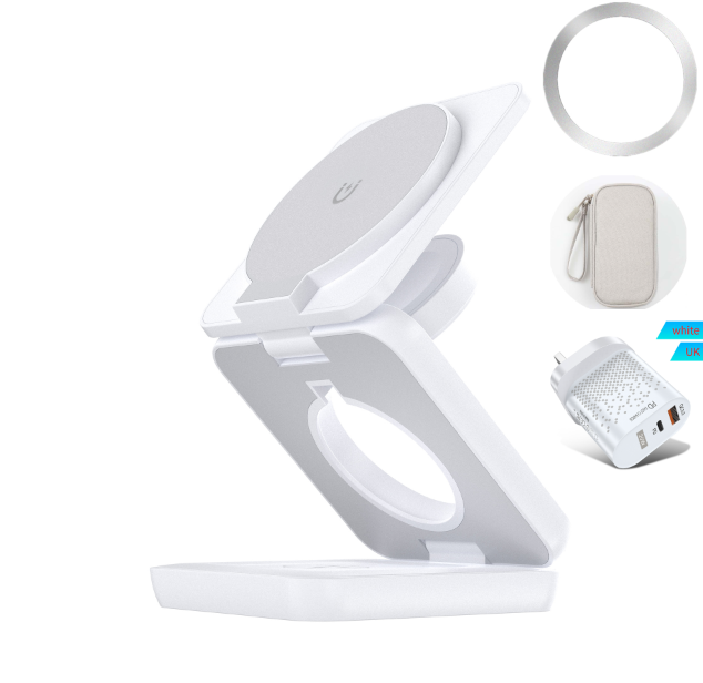 Three-in-one wireless charger foldable magnetic wireless charger suitable for Apple mobile phone wireless charger mobile phone stand desktop - Korvel
