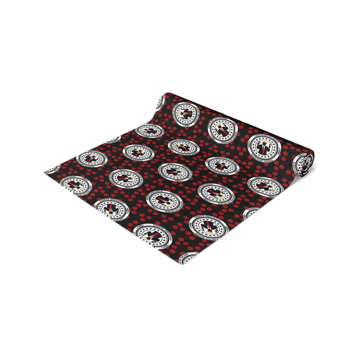 Certified Six Seven Table Runner – Political Parody Medallion Decor