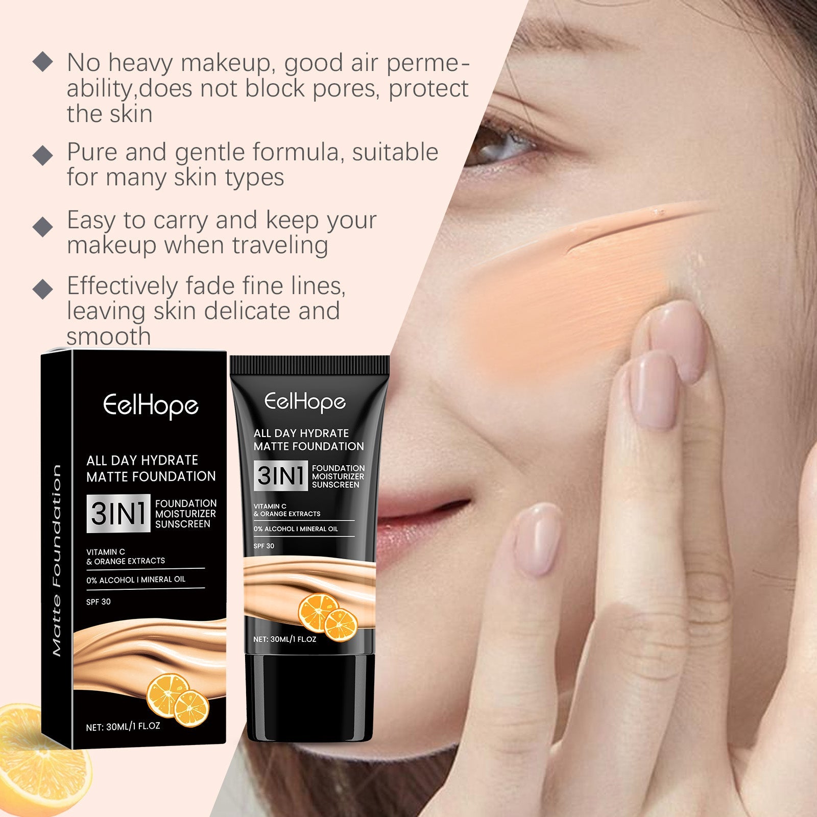 Moisturizing Matte Foundation Natural Lightweight Brightening Facial Skin Care Moisturizing Foundation Without Removing Makeup - Korvel