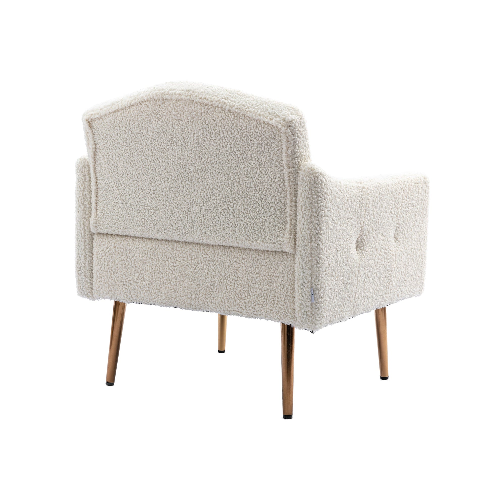 COOLMORE modern style armchair, plush decorative fabric armchair with golden metal legs (white teddy bear) - Korvel